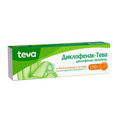 Лот: 23987934. Фото: 1. Диклофенак-Тева гель 1% 100г. Лекарства