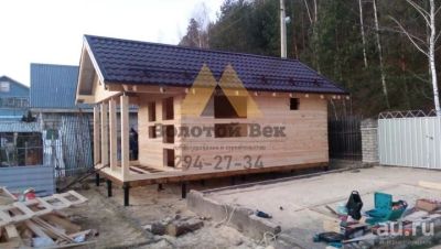 Лот: 15221126. Фото: 1. Баня 4х6 с террасой 2х4 из обрезного... Срубы, бани, дома