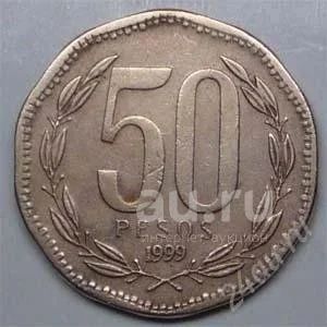 Лот: 18661601. Фото: 1. Чили. 50 песо 1999г. Необычная... Америка
