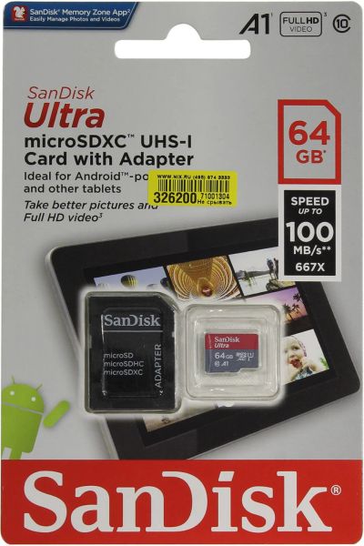 Лот: 19129303. Фото: 1. Карта памяти microSD XC 64 GB... Карты памяти