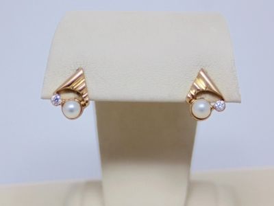 Лот: 13574671. Фото: 1. ЗОЛОТЫЕ СЕРЬГИ С ЖЕМЧУГОМ 3,55... Серьги, каффы