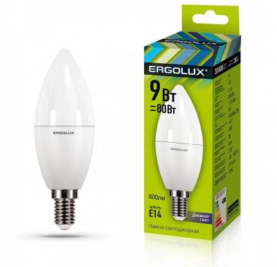 Лот: 24991980. Фото: 1. Лампа 220В LED E14 Ergolux 9Вт... Оптика и освещение