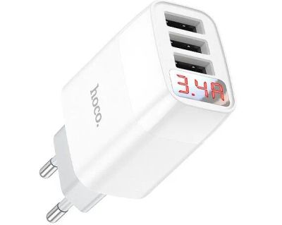 Лот: 20884707. Фото: 1. СЗУ-3USB Hoco C93A с дисплеем... Зарядные устройства, блоки питания, адаптеры сетевые для смартфонов