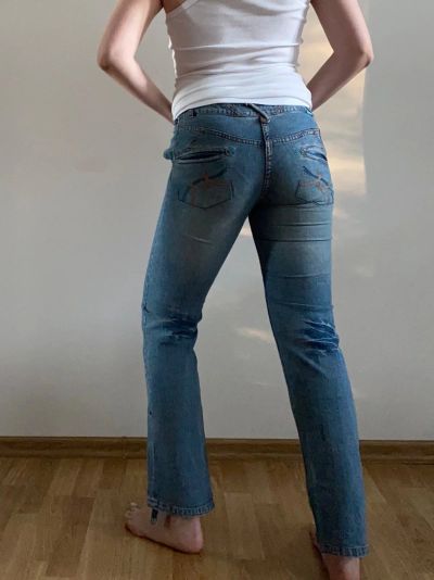 Лот: 8841227. Фото: 1. Голубые джинсы Mexx, размер XS. Брюки, шорты, джинсы