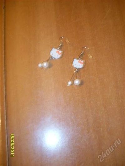 Лот: 1027579. Фото: 1. Серьги kitty. Серьги, каффы