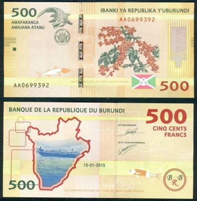 Лот: 5964551. Фото: 1. Бурунди 500 франков 2015г = ПРЕСС. Африка