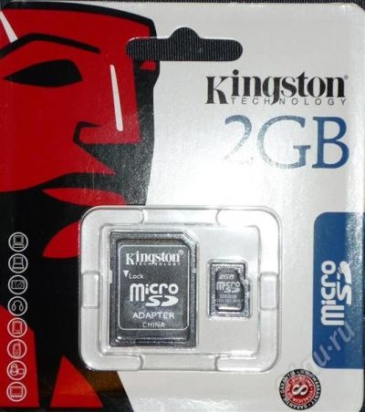 Лот: 529700. Фото: 1. MicroSD 2 GB Kingmax + SD Adapter. Карты памяти