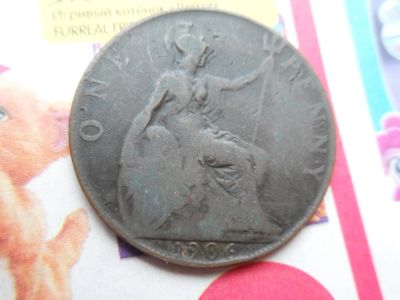 Лот: 10782423. Фото: 1. Великобритания 1 пенни 1906. Великобритания и острова