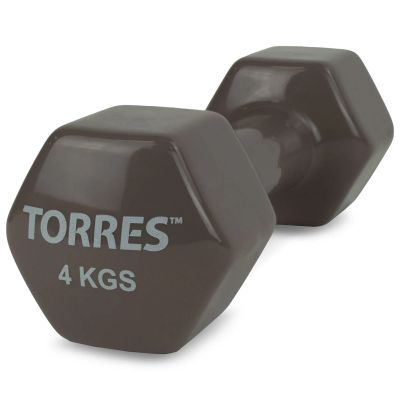 Лот: 23228815. Фото: 1. Гантель 4 кг Torres металл в виниловой... Гантели