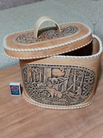 Лот: 24888499. Фото: 1. Короб из бересты. Плетение из лозы, лыка, бересты