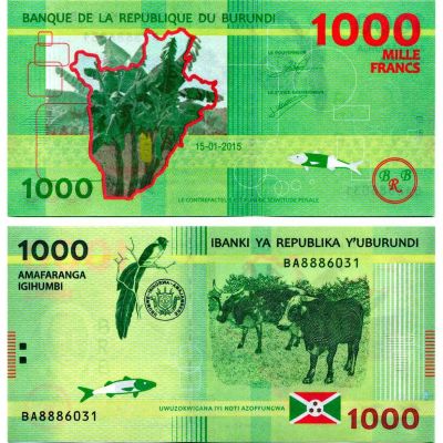 Лот: 19495381. Фото: 1. Бурунди 1000 франков 2015 полимер. Африка