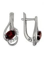 Лот: 3490547. Фото: 1. 2 Граната (1.1400ct), 16 Фианитов... Серьги, каффы