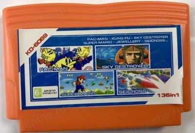 Лот: 13344122. Фото: 1. 6в1 Картридж 8-bit KD-6069(136in1... Игры для консолей