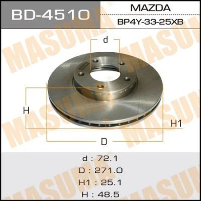 Лот: 18591022. Фото: 1. Диск тормозной masuma front mazda3... Ходовая, подвеска, рулевое управление