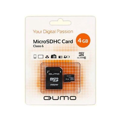 Лот: 10854885. Фото: 1. MicroSD 4 Gb Qumo+SD адаптер... Карты памяти