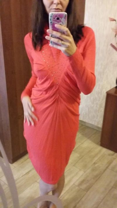 Лот: 7980331. Фото: 1. Коралловое трикотажное платье... Платья