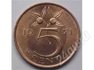 Лот: 203347. Фото: 1. Нидерланды. 5 цент 1971г. Европа