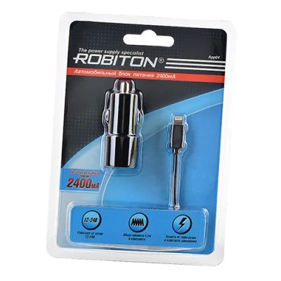 Лот: 21516109. Фото: 1. АЗУ USB Robiton App04 Car Kit... Зарядные устройства, блоки питания, адаптеры сетевые для смартфонов