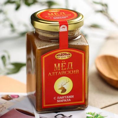Лот: 19439674. Фото: 1. Мёд алтайский с пантами марала... Мёд, продукты пчеловодства