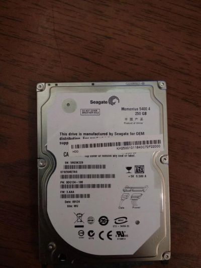Лот: 11009338. Фото: 1. Seagate Momentus 250GB. Жёсткие диски (HDD)