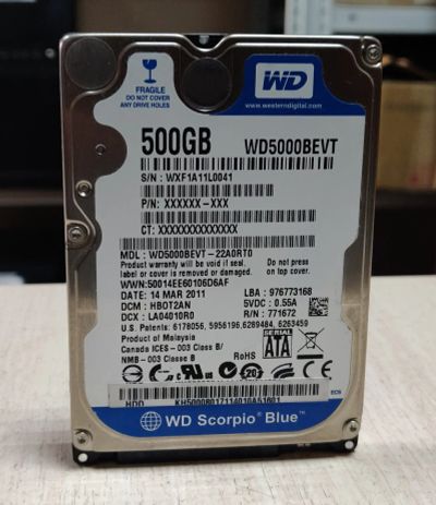 Лот: 20665869. Фото: 1. Жесткий диск HDD/2.5"/500 Гб/5400... Жёсткие диски (HDD)