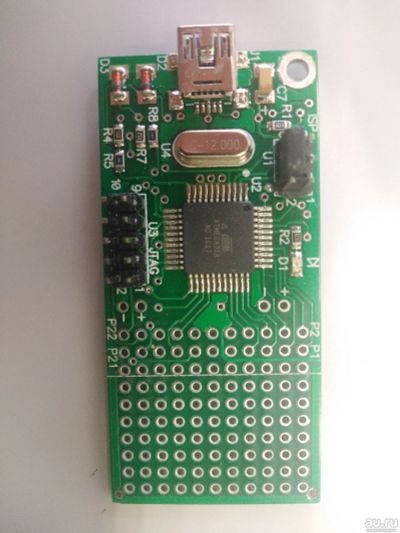 Лот: 17590770. Фото: 1. Atmega32A-AU на макетной плате. Микроконтроллеры