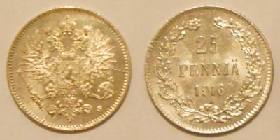 Лот: 5052001. Фото: 1. 25 пенни Россия 1916 гурт: рифлёный. Россия до 1917 года