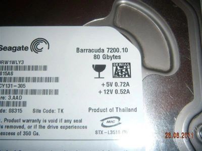 Лот: 1039906. Фото: 1. жесткий диск Sata 80gb. Жёсткие диски (HDD)