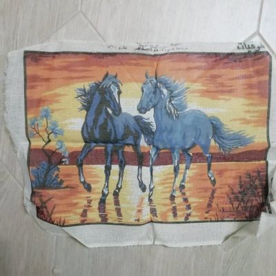 Лот: 14947456. Фото: 1. жесткая канва с рисунком лошади... Вышивание