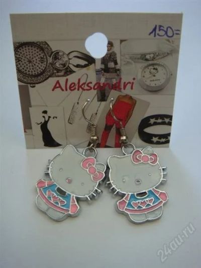 Лот: 839699. Фото: 1. Серьги "Hello kitty" в голубом... Серьги, каффы