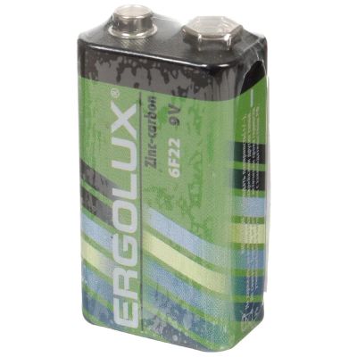 Лот: 24083570. Фото: 1. Батарейка Ergolux, 9V (6F22... Батарейки, аккумуляторы, элементы питания