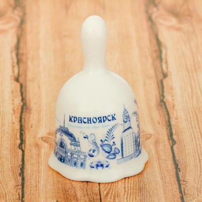 Лот: 12127980. Фото: 1. Колокольчик «Красноярск. Гжель... Фигурки, статуэтки