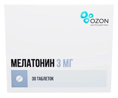 Лот: 23709640. Фото: 1. Мелатонин таб. п о плен. 3мг... Лекарства