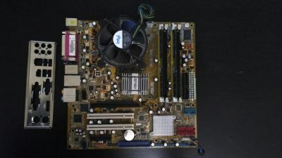 Лот: 8376665. Фото: 1. Asus p5b-vm (rev 1.03g) + Intel... Материнские платы