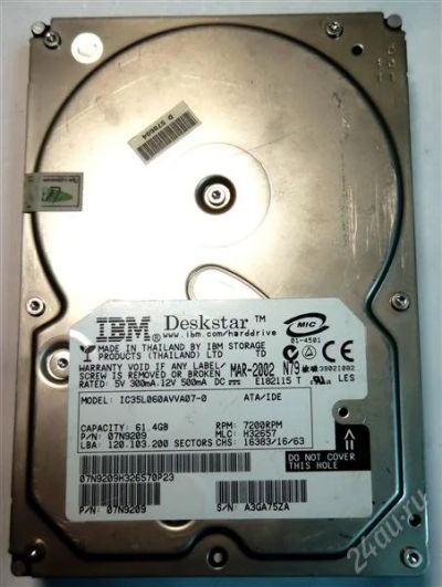 Лот: 1399478. Фото: 1. Жесткий диск IBM (HDD) 61 Gb. Жёсткие диски