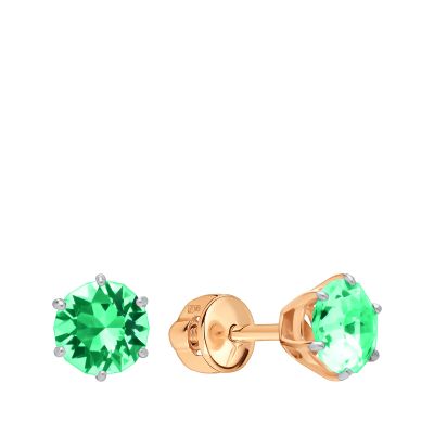 Лот: 23867906. Фото: 1. Золотые серьги с кристаллами SWAROVSKI. Серьги, каффы