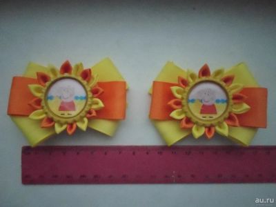 Лот: 10209946. Фото: 1. Заколки (банты) желто-оранжевые... Цветы из ткани