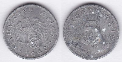 Лот: 3273779. Фото: 1. Германия 5 пфенигов 1940F. Германия и Австрия