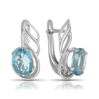 Лот: 23840953. Фото: 1. Серьги из серебра с ювелирными... Серьги, каффы
