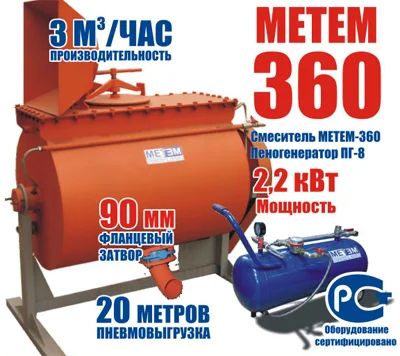 Лот: 5618794. Фото: 1. пенобетономеситель МЕТЕМ-360... Строительное