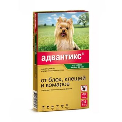 Лот: 21436759. Фото: 1. Адвантикс капли для собак до 4... Косметика для животных