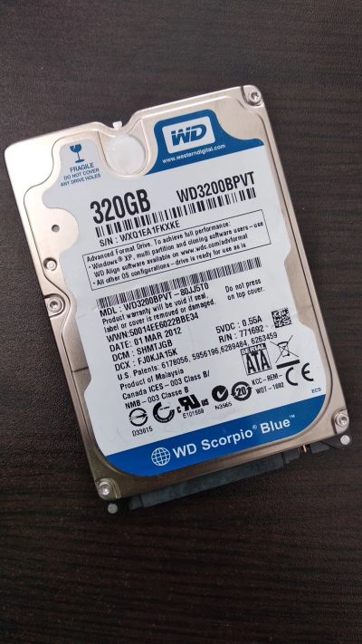 Лот: 12024894. Фото: 1. WD WD3200BPVT 320 Gb Для ноутбука... Жёсткие диски (HDD)