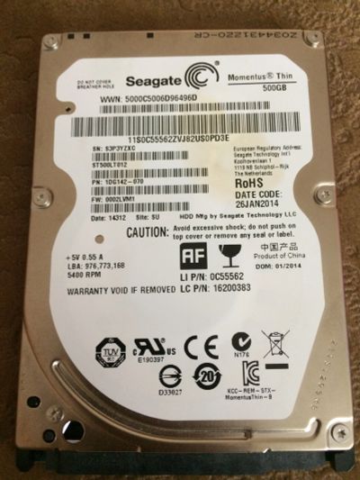 Лот: 11765254. Фото: 1. Жесткий диск Seagate 500gb 2.5... Жёсткие диски (HDD)