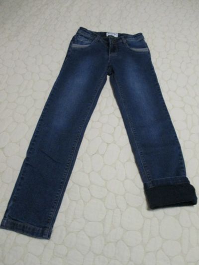 Лот: 14591539. Фото: 1. джинсы утепленные детские р.140. Брюки, шорты, джинсы