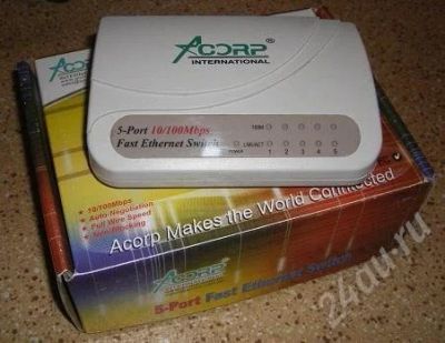 Лот: 559379. Фото: 1. 5ти - портовый свитч Acorp. Маршрутизаторы (роутеры)