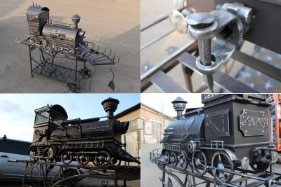 Лот: 2503378. Фото: 1. Мангал с барбекю паровоз. Мангалы, грили, коптильни