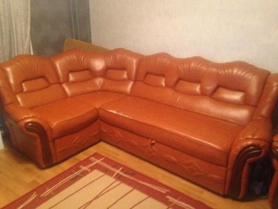 Лот: 5027512. Фото: 1. Диван угловой с креслом кож.зам... Диваны