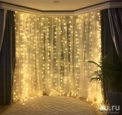 Лот: 16812119. Фото: 1. Штора 320LED "Дождь" тепл.белый... Гирлянды, шарики, новогодние аксессуары