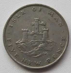 Лот: 13336514. Фото: 1. Мэн 5 новых пенсов 1975. Великобритания и острова