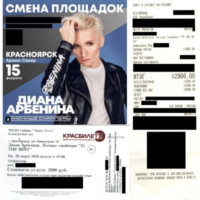 Лот: 17161953. Фото: 1. Билет на концерт: "Диана Арбенина... Развлечения, мероприятия